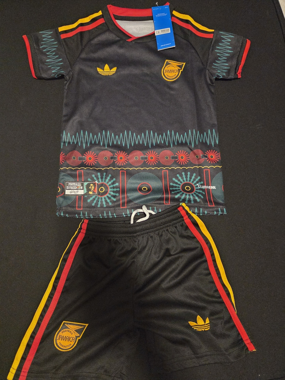 Adidas Kids' Jamaica Black Graphic Soccer Top & Shorts Set
